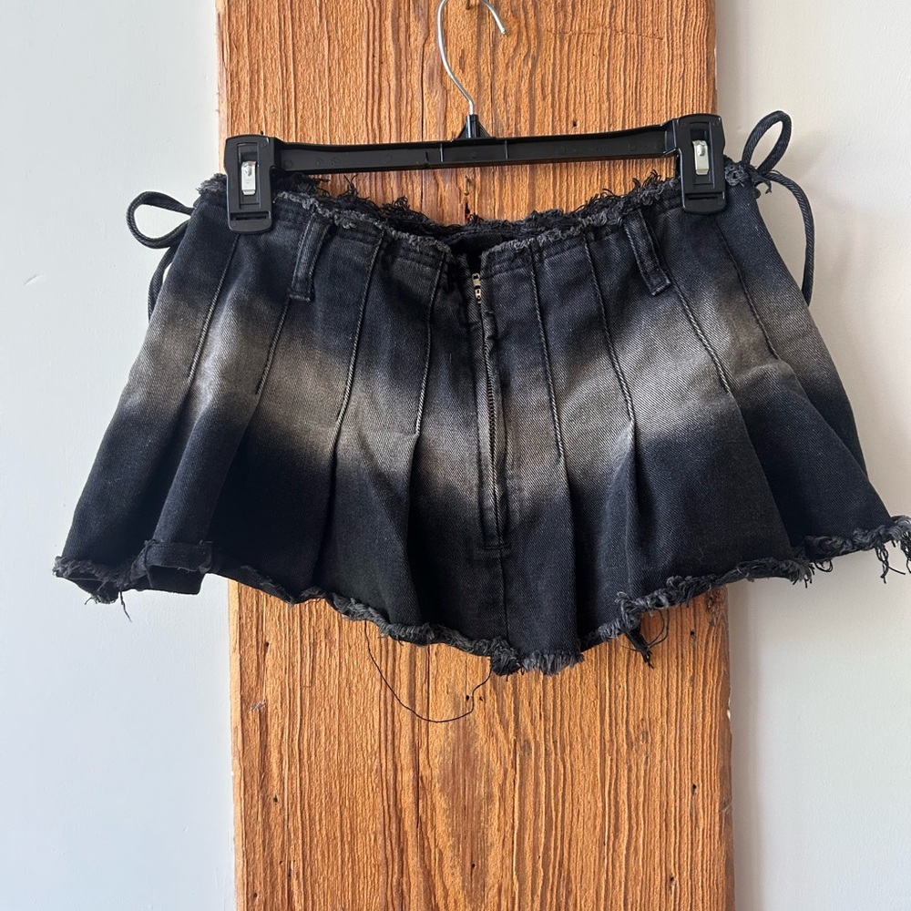Micro Mini Distressed Jean Skirt - Picture 2 of 5